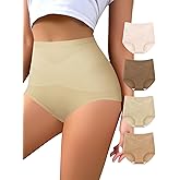 QUASTI Women's High Waisted Underwear Slightly Tummy Control Cotton Panties Full Coverage Postpartum Briefs 4 Pack