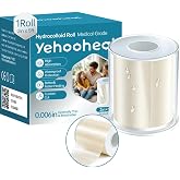 Yehooheal Medical Grade Hydrocolloid Roll with Storage Case-0.006in Optimally Thin Super Absorbent Hydrocolloid Bandages Pimple Patch Waterproof for Wound Care, Blister,Acne (2in*5ft)