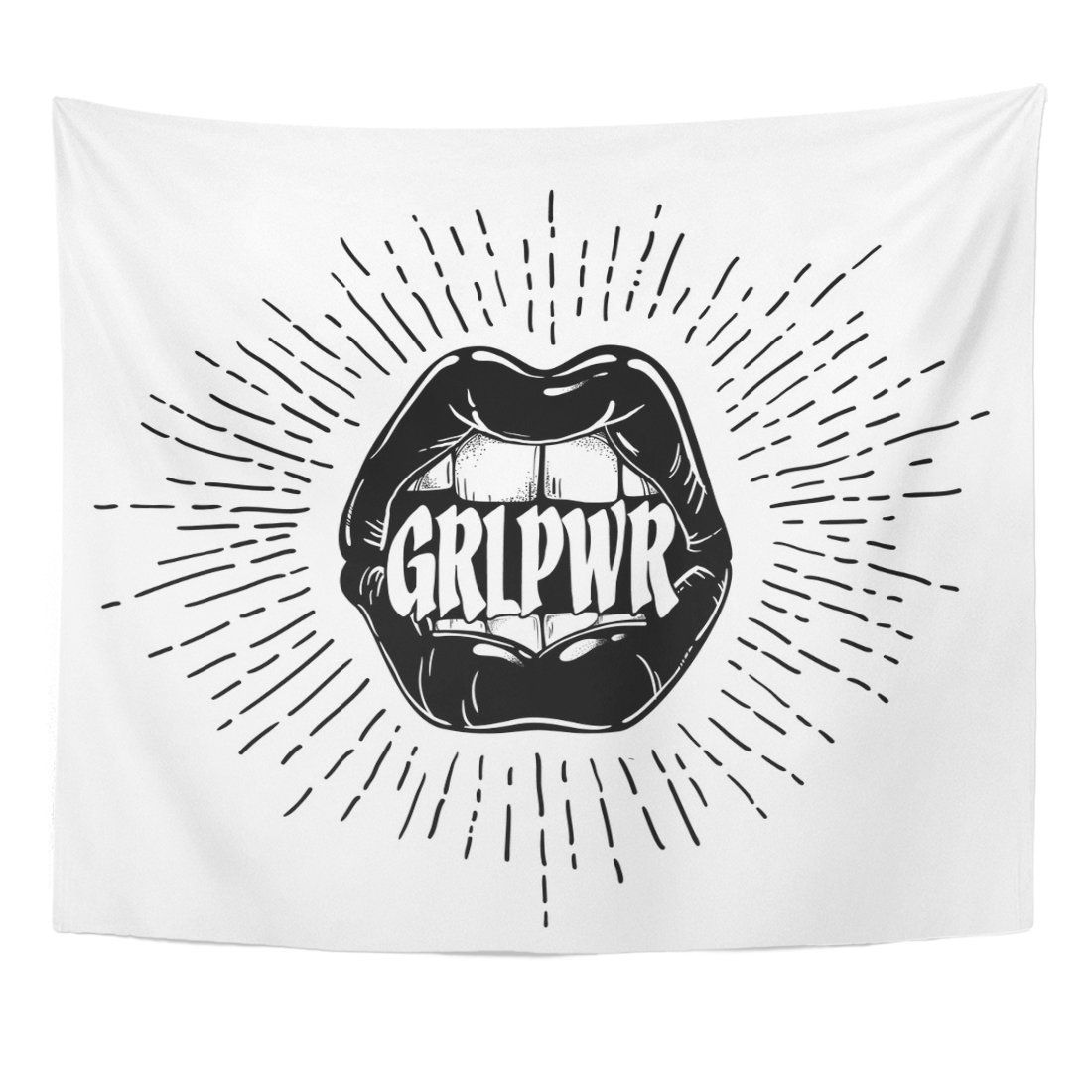 TOMPOP Tapestry Feminism Slogan Lettering Girl Power and Sexy Lips Home Decor Wall Hanging for Living Room Bedroom Dorm 50x60 Inches