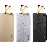 EZESO ESSENTIAL SKINCARE 3 Pack Eyeglass Cases - Soft Felt Slip-in Pouch Case - Glasses Storage Case Makeup Pouch