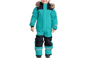 One Piece Snowsuit Kids Boys Girls Toddler Snowboard Fleece Lined Hooded Ski Suits Winter Warm Outdoor Jumpsuits