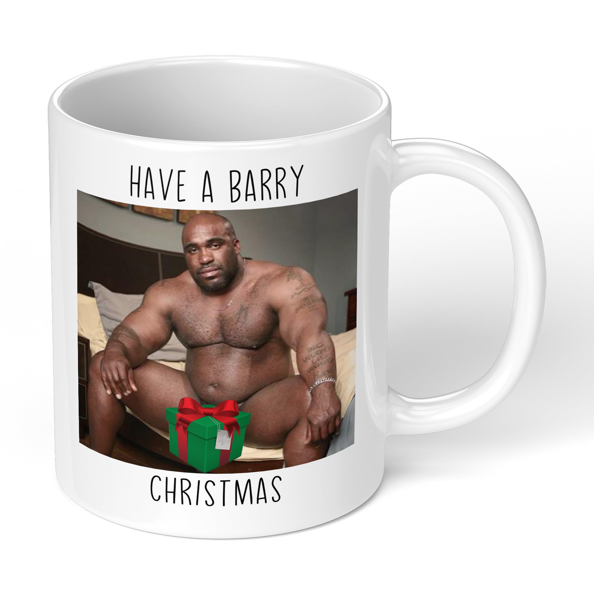 Print Maniacs Barry Wood Mug Christmas 11oz Gift Secret Santa Stocking Women Girls Her Hot Coffee Tea Xmas Present Adult Joke Funny Rude Naughty Present Mug (White)