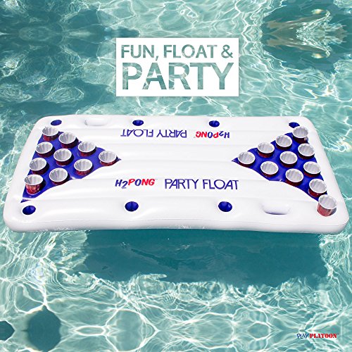 H2PONG Inflatable Beer Pong Table Float, Includes 5 Ping Pong Balls - Floating Pool Party Game Raft and Lounge Toys & Games, Grown-Up Toys