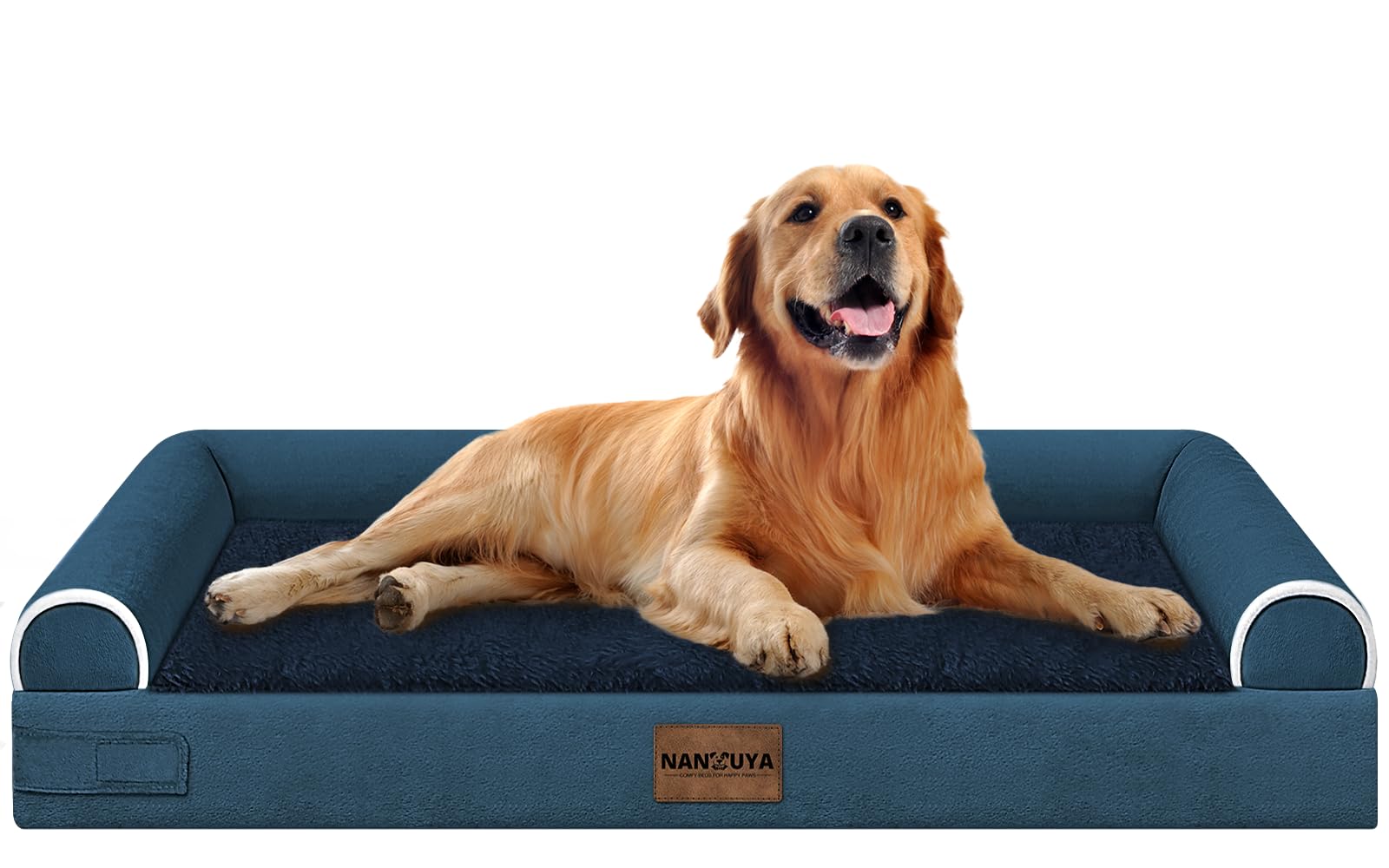 Large Dog Bed Orthopedic Washable: Beds Bolster XL Bed Big XLarge Dogs Memory Foam Couch Sofa Waterproof with Removable Cover - Navy Blue Image