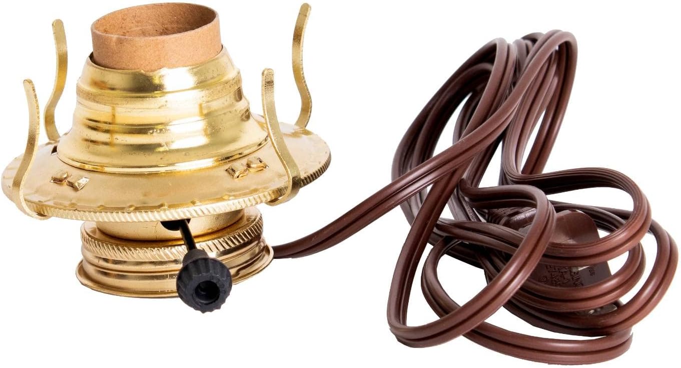 Oil Lamps & Accessories - Lehman's Oil to Electric Conversion Kit - B&P #2 Set Converts Oil Lantern to Use Electricity, Brown