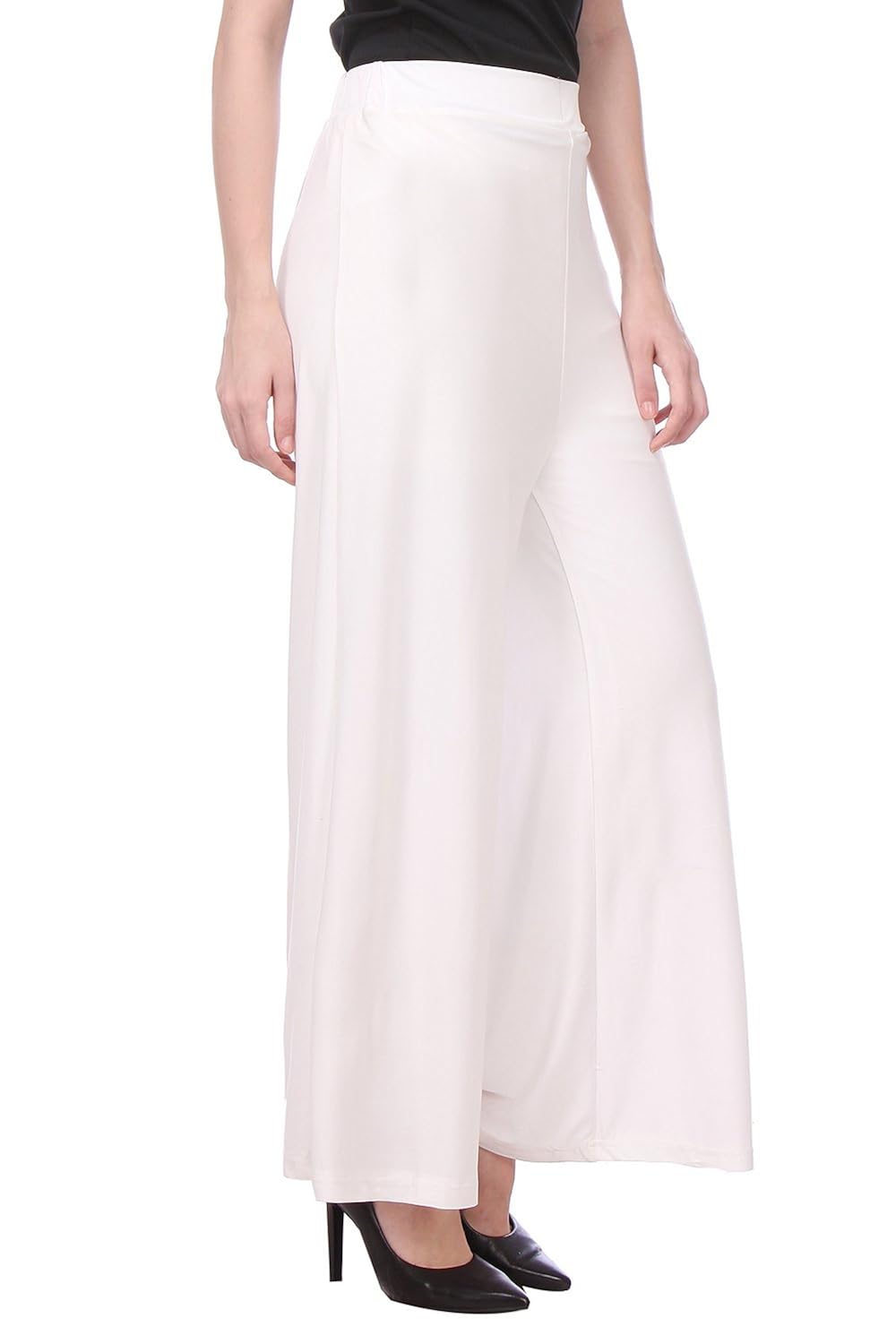 nice mode women's cotton regular fit palazzo (white, free size)