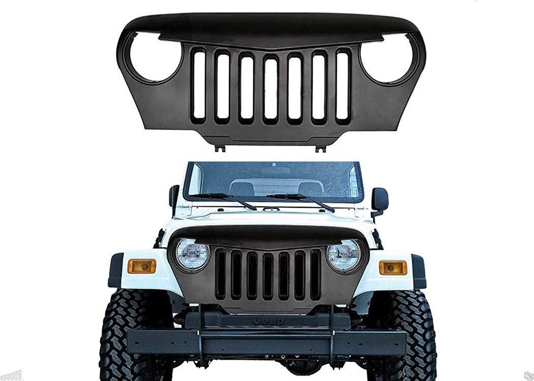 SXMA Matte Black Front Grille Grid Grill Angry Bird Overlay Grille Cover for TJ Wrangler 1997-2006 HL187