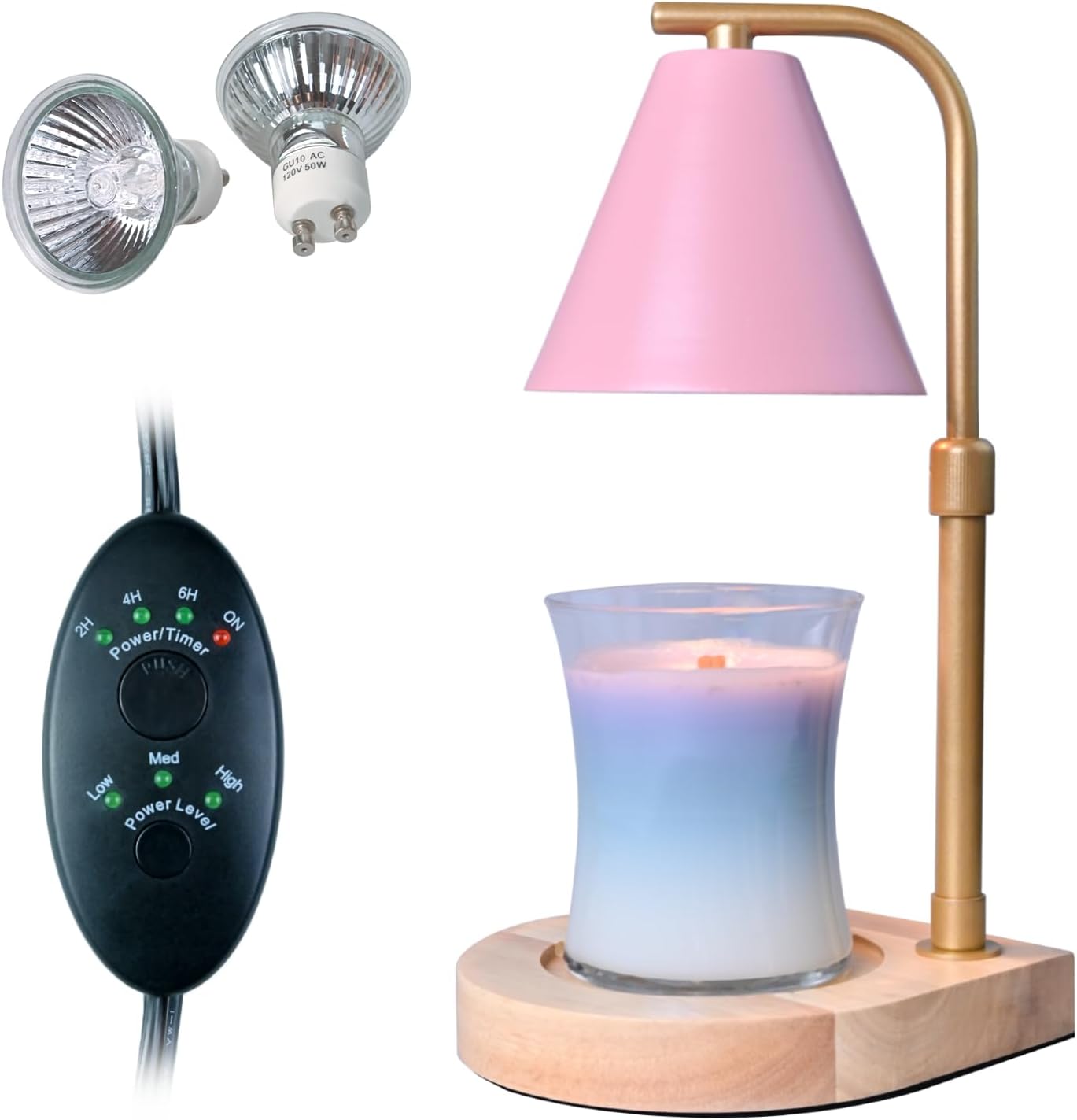 Candles & Holders - SOKCVSEA Candle Warmer Lamp - Candle Warmer with Timer Height Adjustable for Compatible with All Jar Candles, Candle Warmer Lamps Vintage Metal (Round Pink Adjustable Timer)