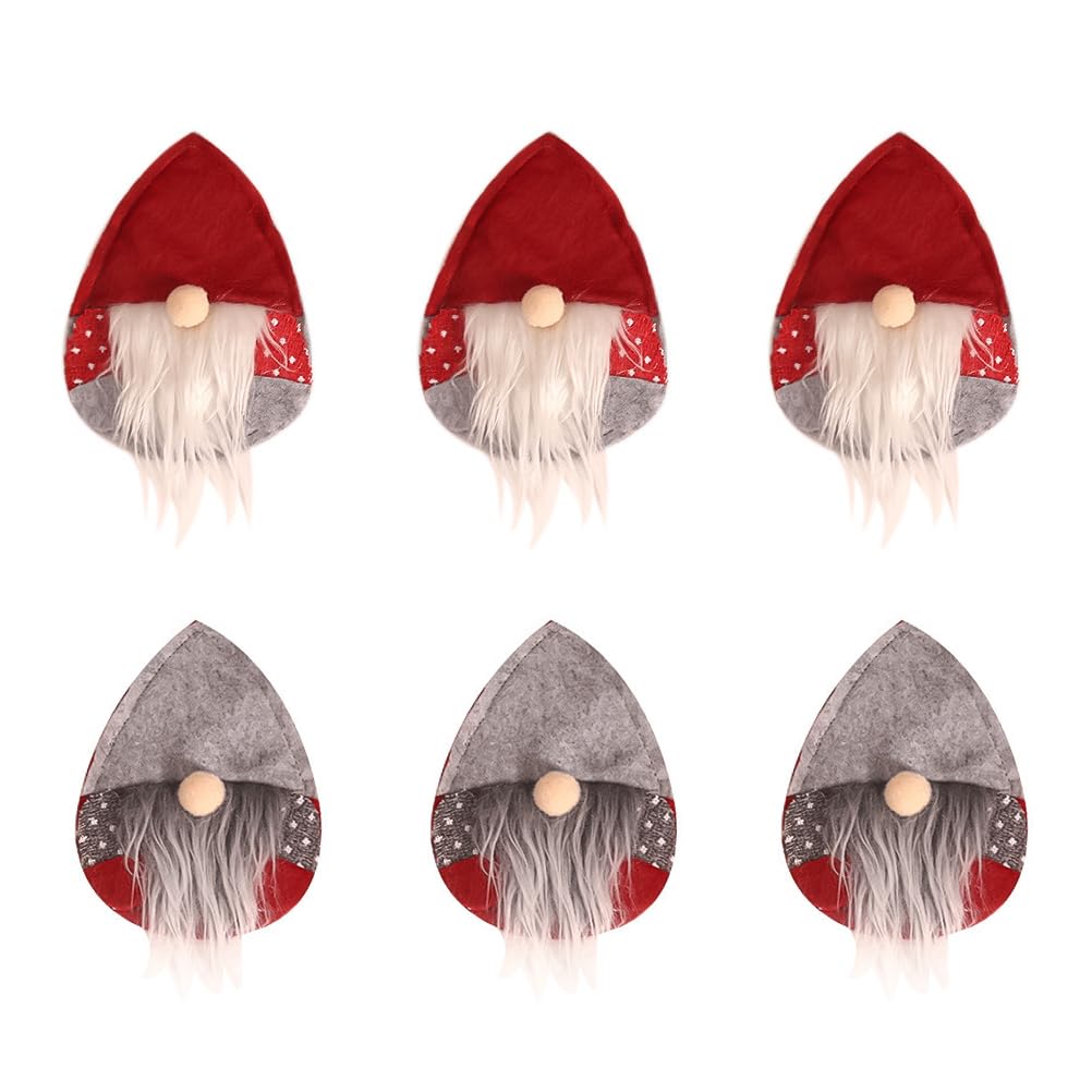 PRETYZOOM 6pcs Christmas Silverware Holders Swedish Santa Gnome Tableware Holder Knife Fork Bags Cover Xmas Party Dinner Table Decorations for Holiday Party