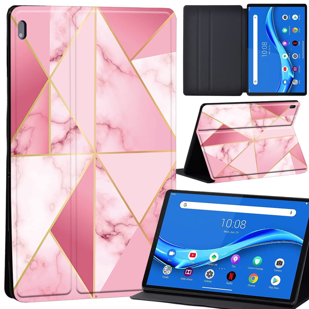 Case For Lenovo Tab M10 FHD Plus 10.3 inch (TB-X606X TB-X606F) Leather Case with Auto Wake-up, Flip Case for Lenovo Tab M10 FHD Plus Cover (hot pink geometric)
