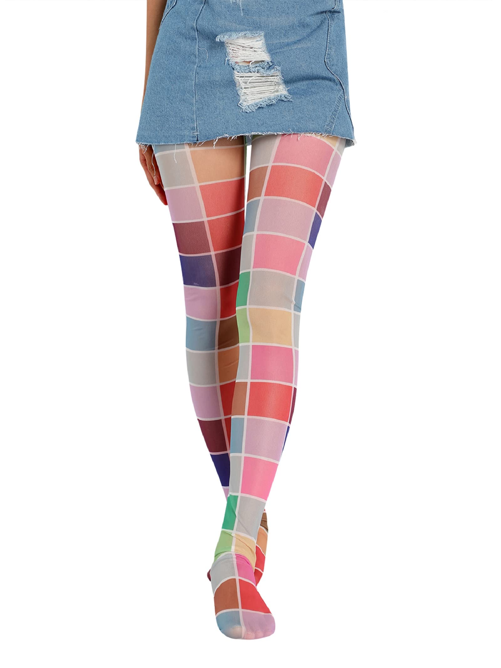 NUFIWI Vintage 60s Printed Funky Tights for Women