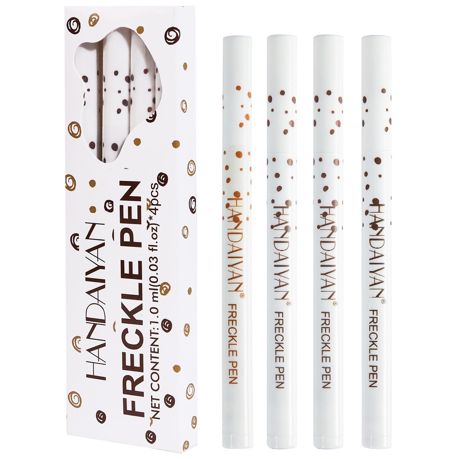 Natural Freckle Pen Set, 4 Colors Easy Makeup Tool, Waterproof Long-Lasting Soft-Spot Pen (4 Pcs)