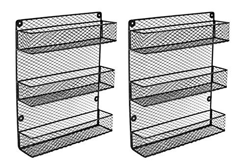 Southern Homewares SH-10208 Wall Mount Spice Kitchen Storage Shelf Holder 3 Tier Includes 2 Racks, Black