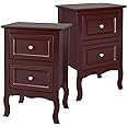 Bonnlo Brown Nightstand Set of 2, Nightstands with 2 Drawers, Bed Side Table/Night Stand, Small Nightstand for Bedroom, Small Spaces, College Dorm, Kids’ Room, Living Room, Wood, 16W x 12D x 24H