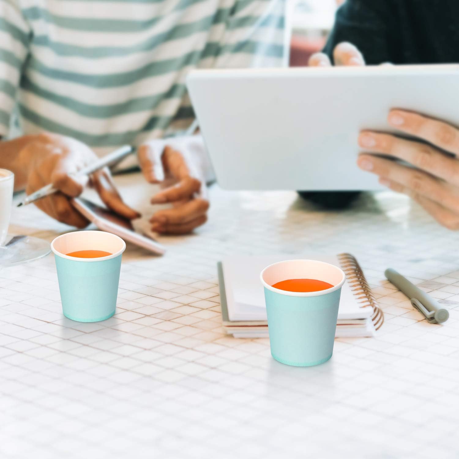 [300 Pack] 3 oz Paper Cups, Sky Blue Mouthwash Cups, Disposable Bathroom Cups, Espresso Cups, Paper Cups for Party, Picnic, BBQ, Travel, and Event: Kitchen & Dining