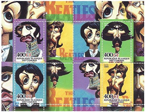 Beatles caricature stamps for collectors - Great artwork - 4 stamps from 2004