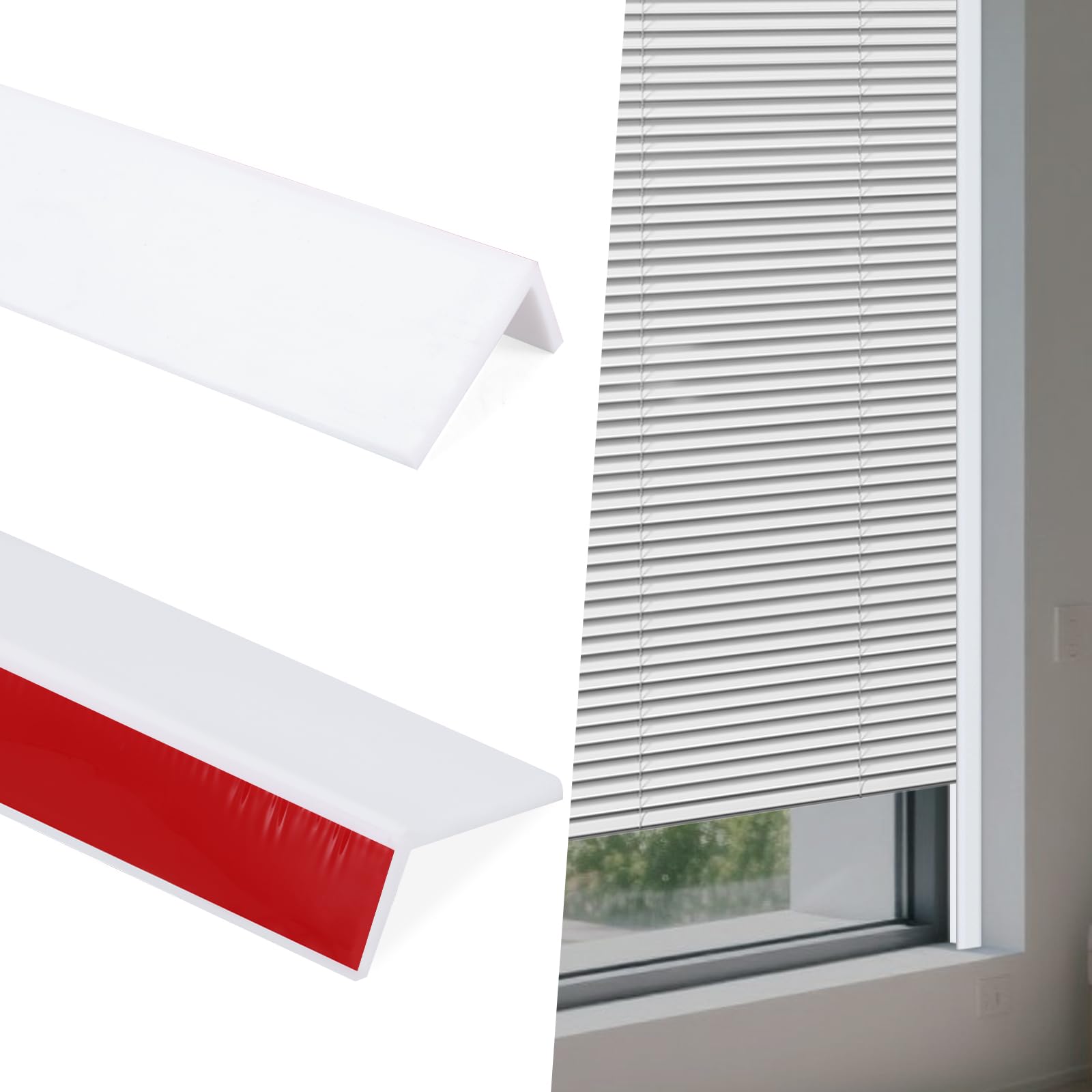 Photo 1 of [2-Pack] Room Darkening Light Blocking Strips for Window Shades, White Silicone Window Gap Blocker for Privacy & Glare Reduction, 4.9ft Easy-to-Cut L-Shaped Side Blocker (95% Light Block)