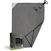 Aiming Fluid Golf Magnetic 3-Stage Cleaning System Golf Towel - Microfiber Rag with Magnet for Golfcart Bags for Men and Women Golfers Accessories (Cool Grey, 16" x 24" Stubby)