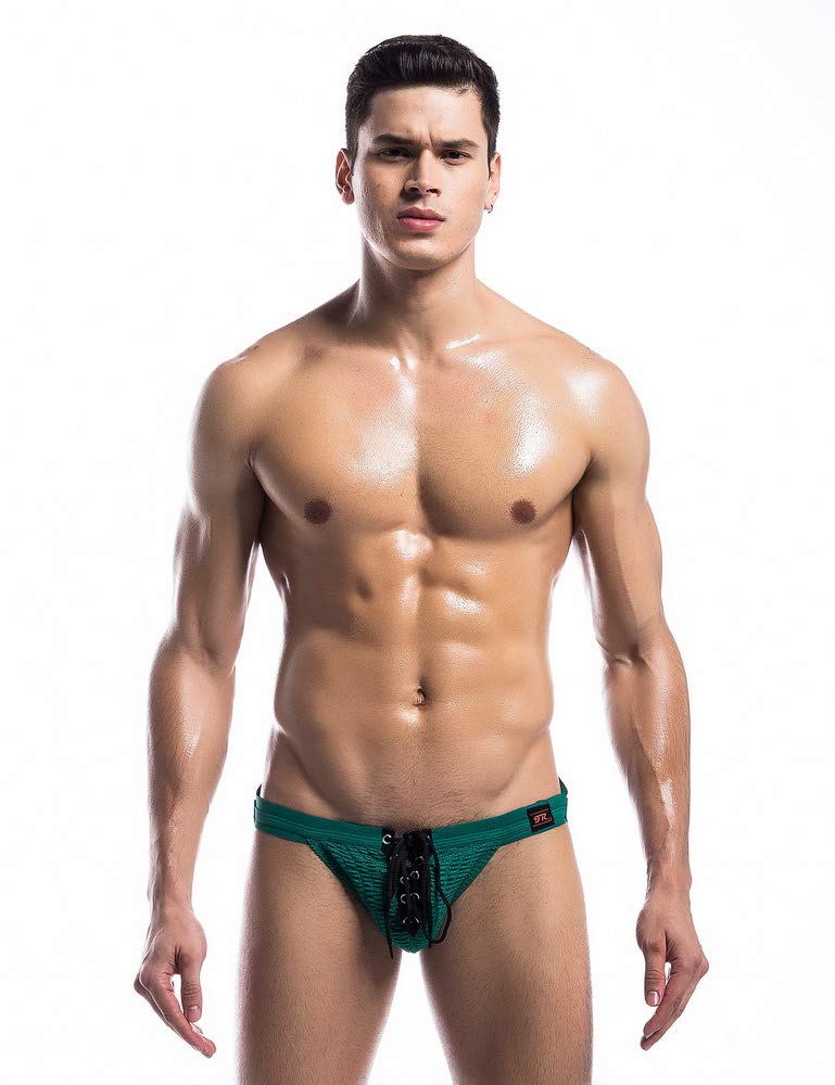 Mongous Men's Sexy Jock Strap Lace Up Jockstrap Underwear Athletic Supporter Green