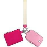 Peicees Keychain Dual Pouch Wristlet Wallet For Women Zip Around Mini Wristlet Purse Detachable Coin Pouch Portable Small