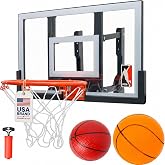 Efficraft Wall Mount Mini Basketball Hoop Set, Adjustable Indoor with Ball | 7-Level Height Adjust, Quiet and Bounce Balls, Shatter Resistant Backboard, Metal Rim&amp;Bracket, for Bedroom Playroom Basement