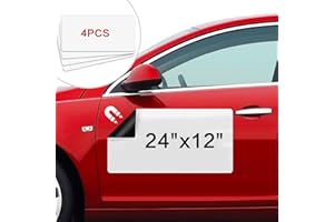 THAIBEAR Blank Car Magnets, 24" x 12", 4 Pack Car Door Magnets Signs for Vehicle, Rounded Corners Blank White Flexible Magnet Sheet Stickers for Car to Advertise Business and Personalized Decal