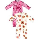 Jimonda Baby Girls Boys Footless Pajamas,Rayon From Bamboo Pjs 2 Way Zipper Long Sleeve Soft Sleeper,Infant Tie-dye Romper