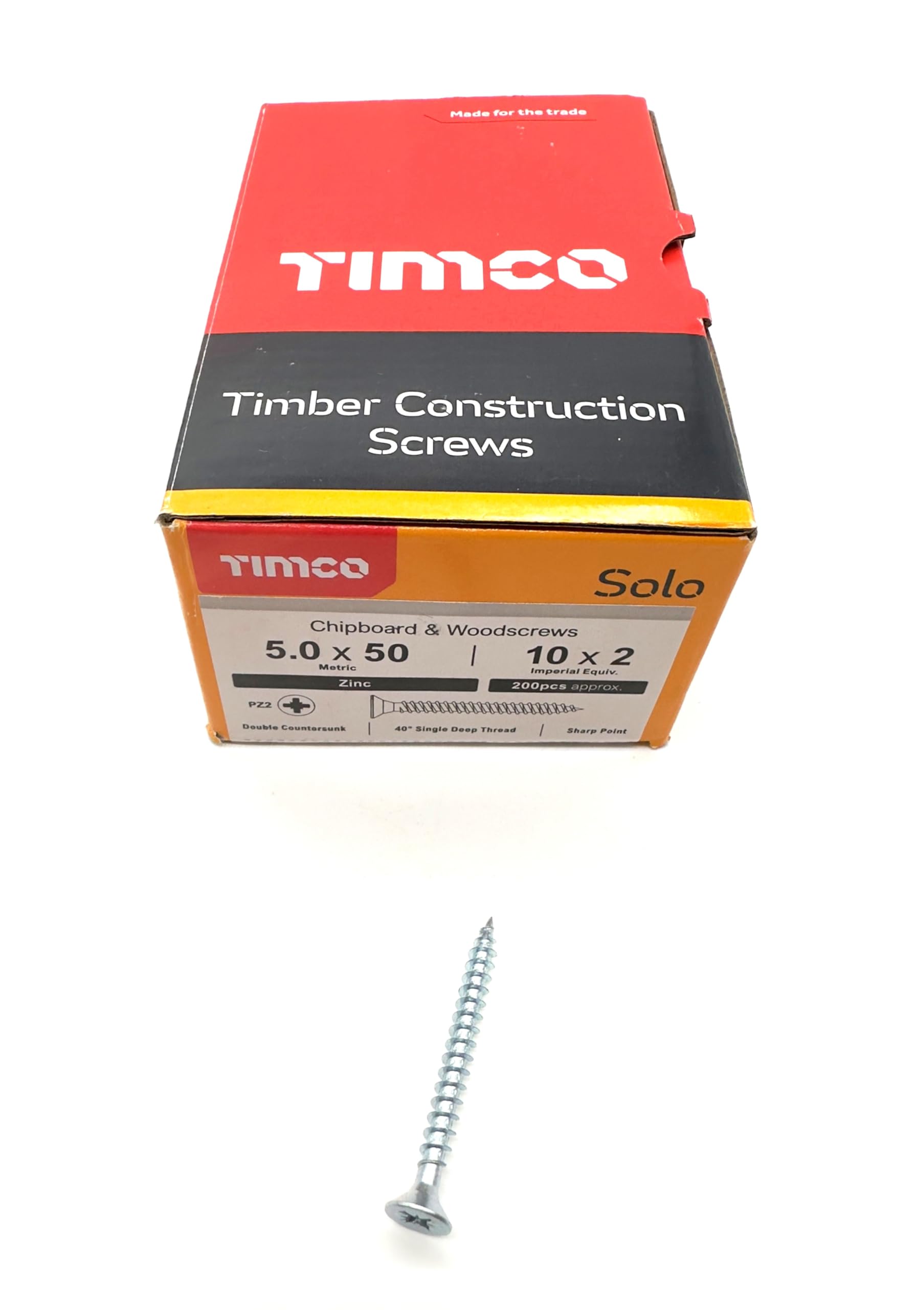 200 Pcs Silver Wood Screws Double Countersunk General Purpose (5mm x 50mm)