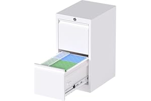 GangMei 2 Drawers Vertical File Cabinet, Metal Lockable Filing Cabinet, Office File Storage Cabinet for A4 Letter/Legal Size, Assembly Required (White)