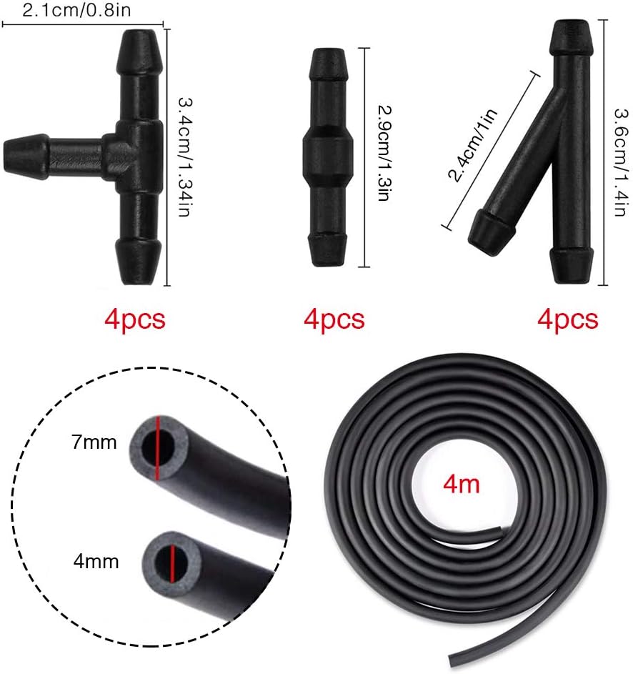 YIXISI 4m Car Windshield Washer Hose Kit, Black, Universal Windscreen Washer Hose, Silicone Rubber - Image 3