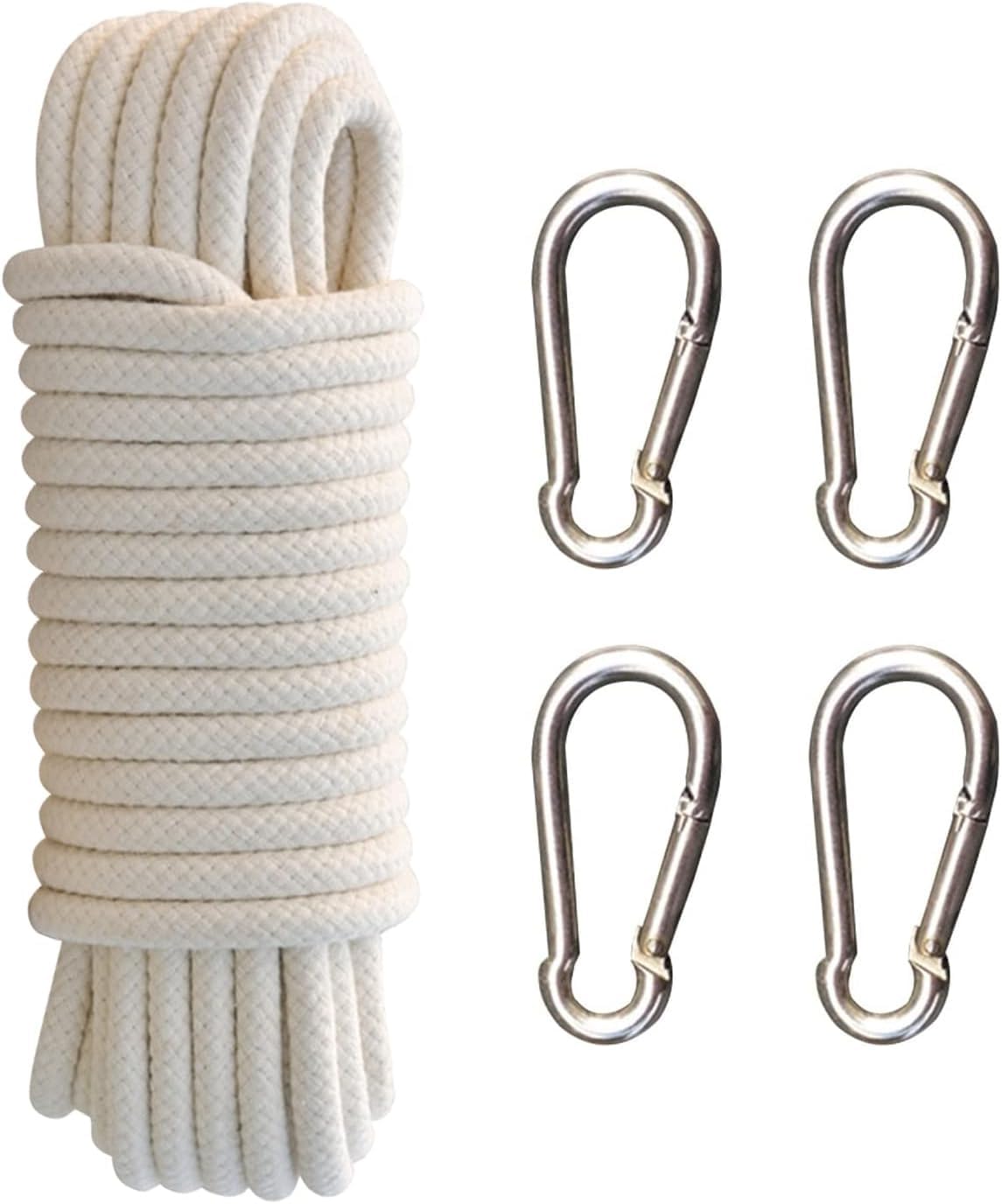 Nylon Flag Rope and Accessories - Flag Pole Halyard Line, Clip Hooks Kit for Outdoor, Camping, Swing, Clothesline
