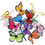 Austor 26 PCS Dragonfly Butterfly Stakes Garden Ornaments & Patio Decor Party Supplies Butterfly Decorations for Outdoor Garden Yard