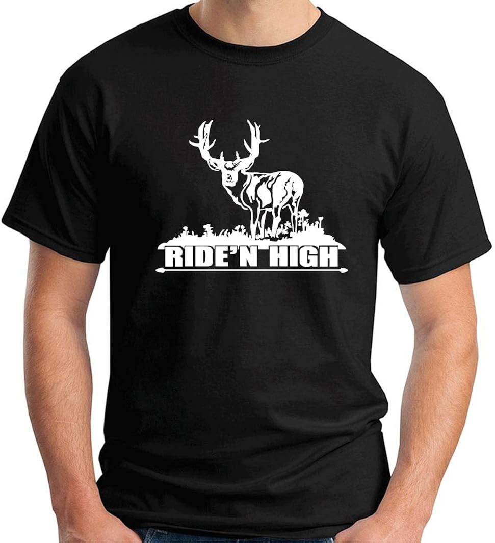 Men's TShirt Black FUN1933 Hunting Deer Black S Amazon.co.uk