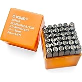 OWDEN Professional 36Pcs. Steel Metal Stamp Set,(1/4”) 6mm,Steel Number and Letter Punch Set,Alloy Steel Made HRC 58-62 for Jewelry Craft Stamping.