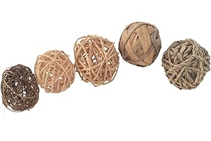 5 Pack Hand Woven Play Ball Chew Toy for Rabbits Bunny Guinea Pigs Hamster Gerbils Small Pet (B)
