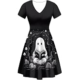 Xpyiqun Women Summer Dress A-line Party Dance Dresses 1/4 Sleeve T-shirt Dress