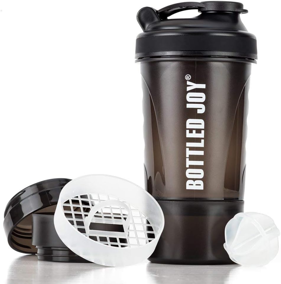 BOTTLED JOY Protein Shakers bottles 600ml BPA Free Strong Durable Workout Gym Water Nutrition