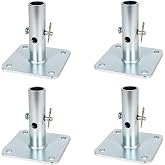 4.7&ldquo; x 4.7" x 1-5/16" OD Galvanized Steel Scaffolding Base | Square Scaffold Base Plate with Pins, 4 Pack