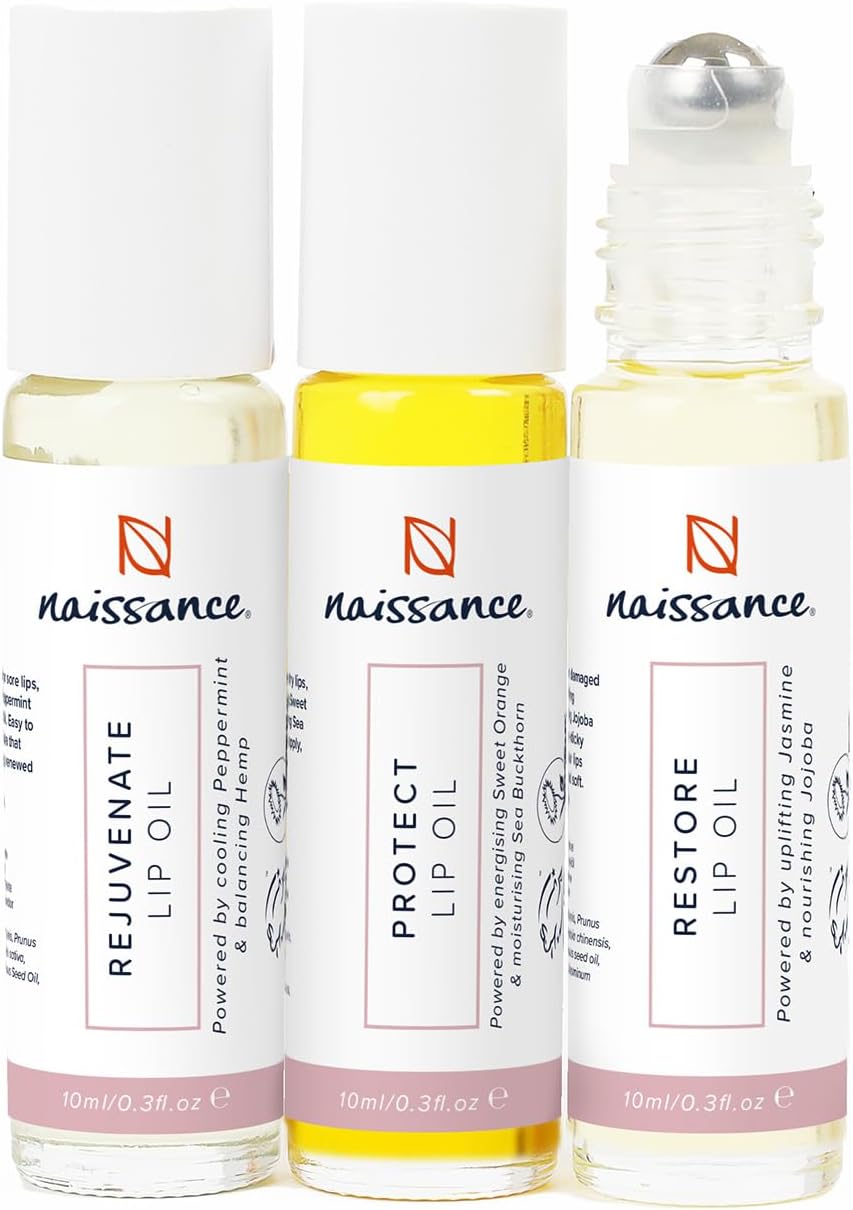 Naissance Roll On Lip Oil Trio 3x10ml Hydrating Non-Sticky Sweet Orange Mint