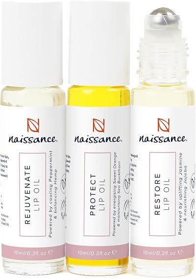 Naissance Roll On Lip Oil Trio 3x10ml Hydrating Non-Sticky Sweet Orange Mint