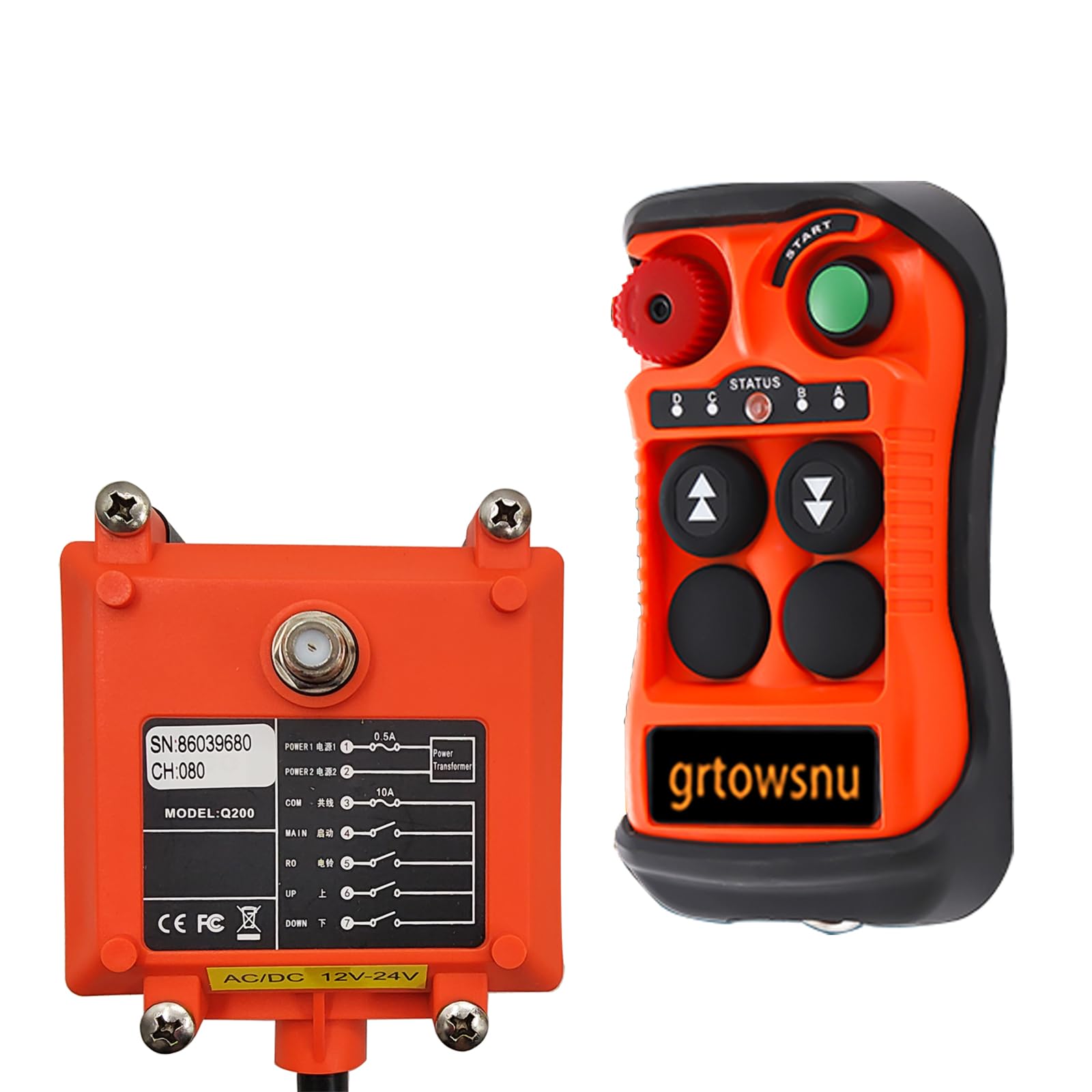 2-Button 380V Wireless Crane Remote Control Industrial Radio Controller for Electric Chain Hoist Overhead Bridge Lifting Crane Transmitter and Receiver