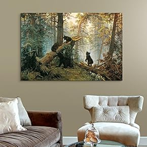 Black Bears In Forest - Canvas Art