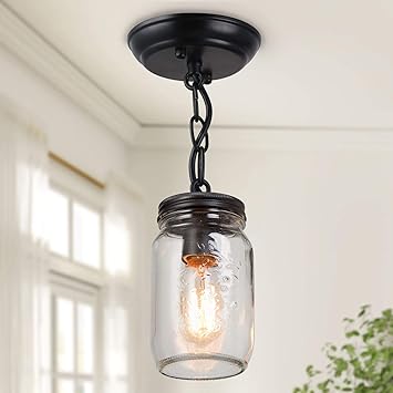 Flush Mount Ceiling Light Mason Jar Lights For Kitchen Hallway 6 7 H X 3 9 W Amazon Com