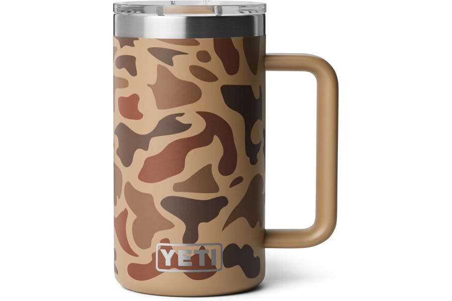 YETI Rambler 24 oz Ceramic Lined Stackable Mug, Wetlands Camo | Double-Wall Vacuum Insulated, Stainless Steel with MagSlider Lid