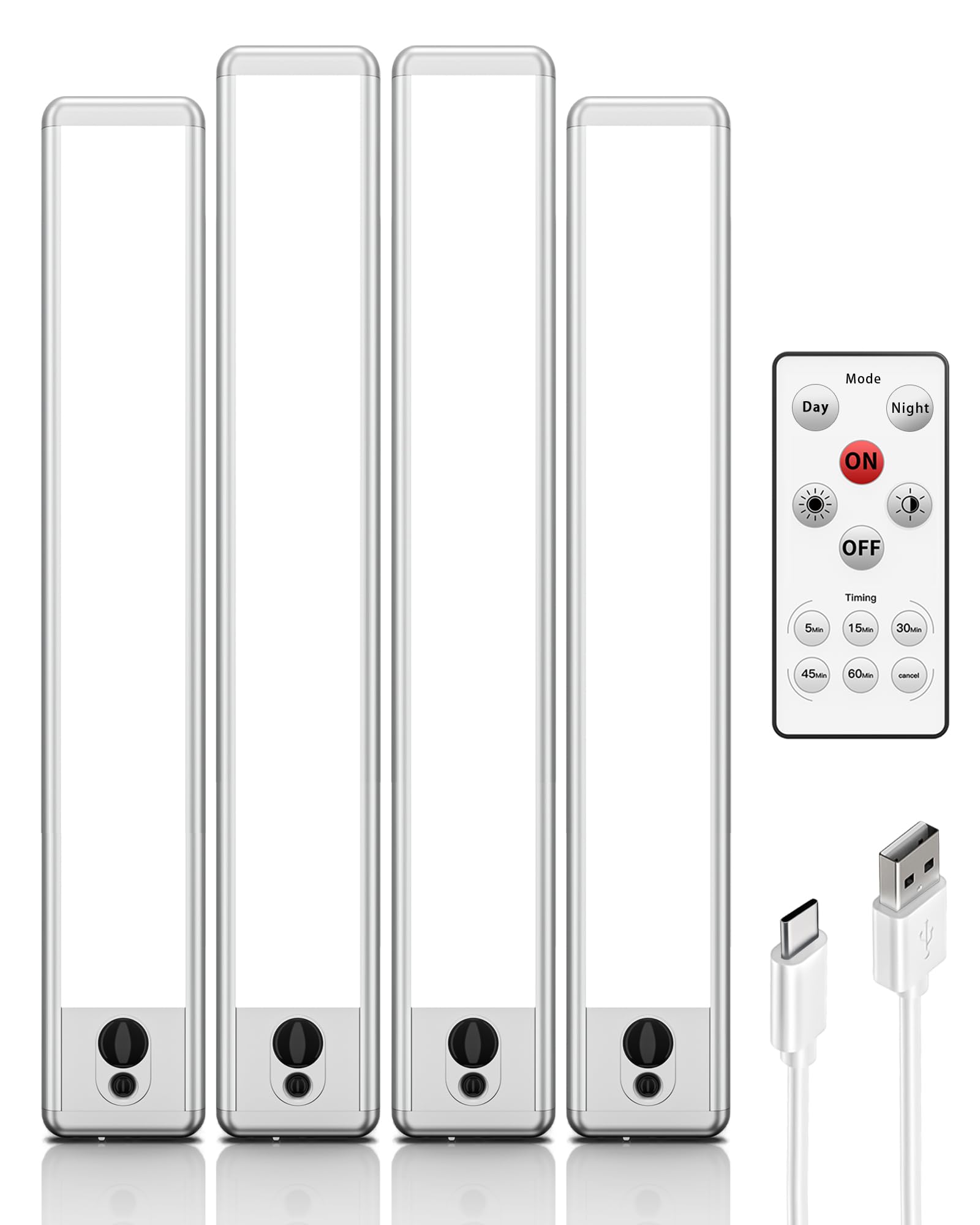 Photo 1 of EZVALO Under Cabinet Lights, 14.5'' Motion Sensor Light Indoor Dimmable, 4000mAh Rechargeable Closet Lights 5700K with Remote Control, Wireless Under Counter Light for Kitchen,Cabinet,Bedroom?4Pcs?