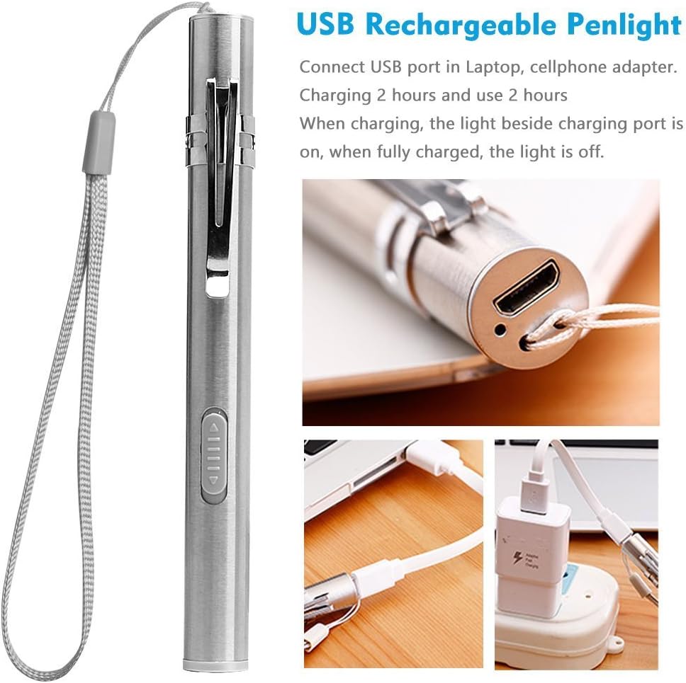 LEAGY Pen Torches for Nurses,Reusable Rechargeable Torch,2Pack White LED Lights Pen Light - Image 3