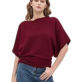 HIGO FASHION Womens Oversized Short Batwing Sleeve Boat Neck Sweater Vest Fall Sleeveless Pullover Knit Sweaters
