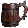 MyFancyCraft Beer Mug 20 OZ - Tankard Mug - Beer stein - Wooden beer mug - Stainless Steel Cup - Handmade Gifts for Men - Fathers Day, Christmas or Birthday Gift Idea - Men Mug - Retro Brown