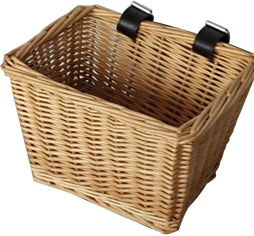 wicker bicycle basket leather straps