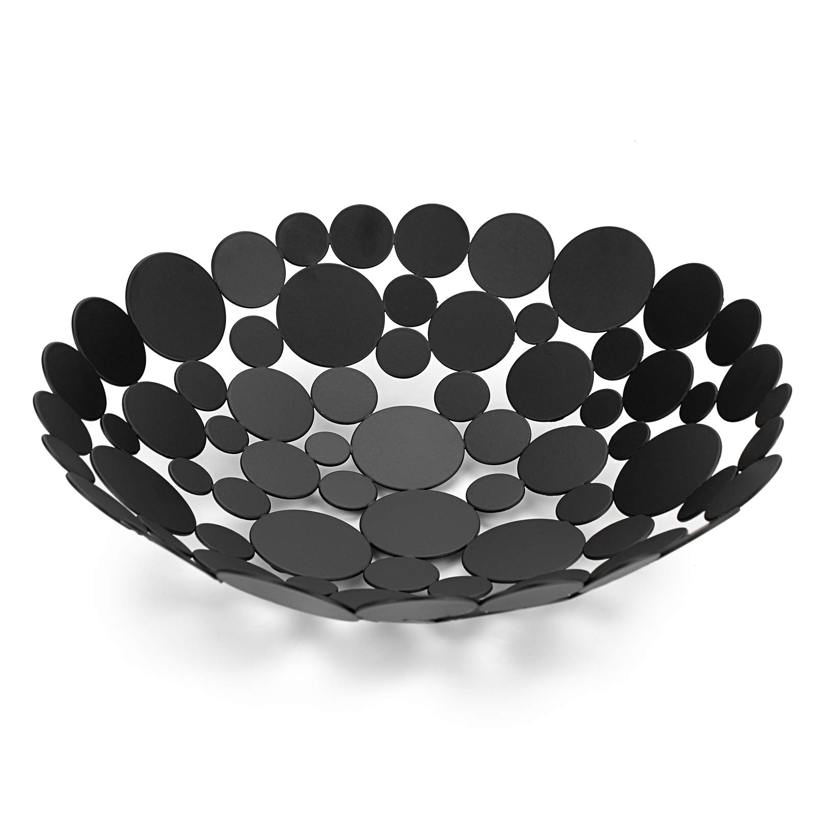 SumnaCon Countertop Metal Fruit Storage Bowl - Kitchen & Dining Table Display Basket - Black